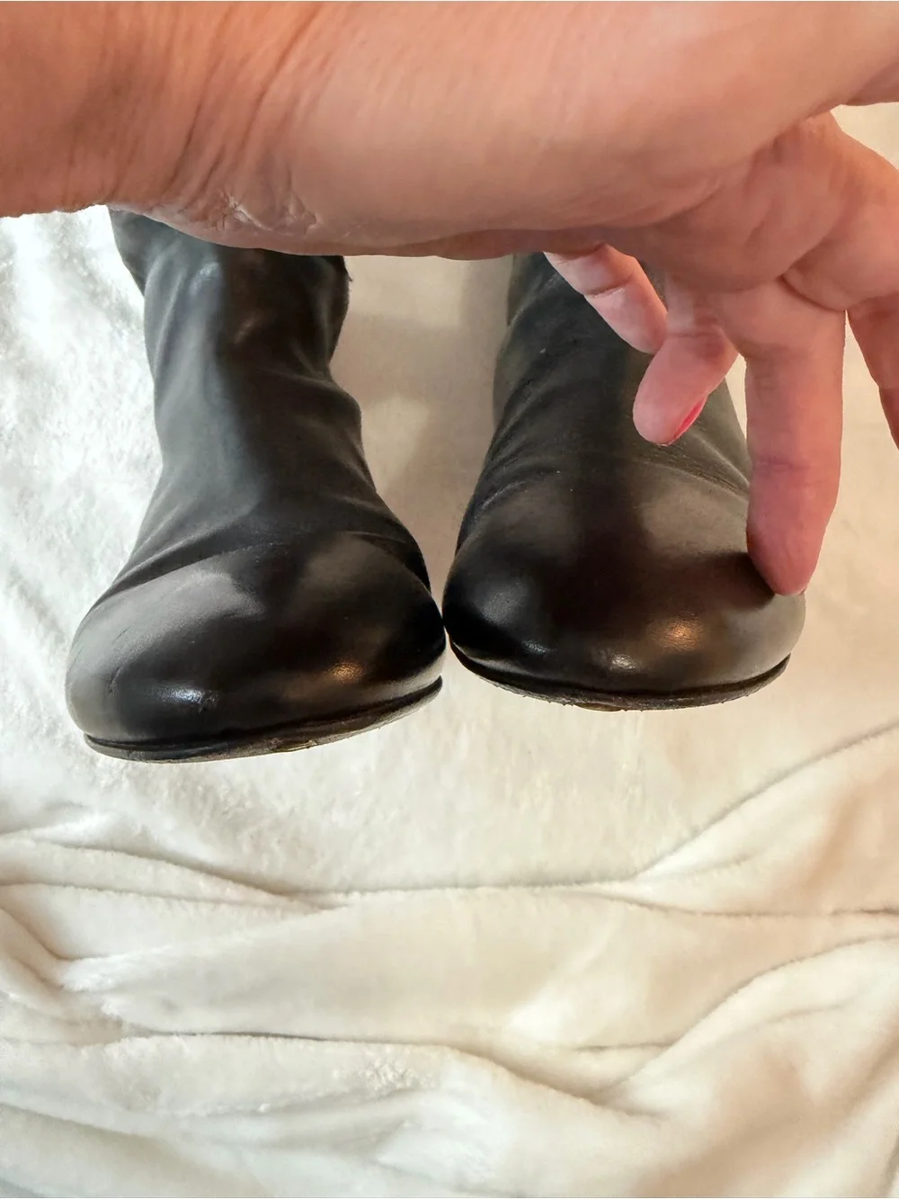 Loeffler Randall Black Leather Over the Knee-High Boots.